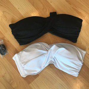 Simple Bandeau Bikini Top - white + black! S